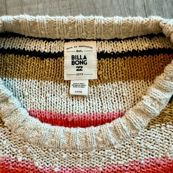 New Billabong Striped Multicolor Sweater - SZ: S/P - Picture 4 of 5